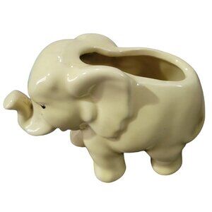 Shawnee Ceramic Baby  Nursery Elephant  Planter Container Lemon Yellow Vintage